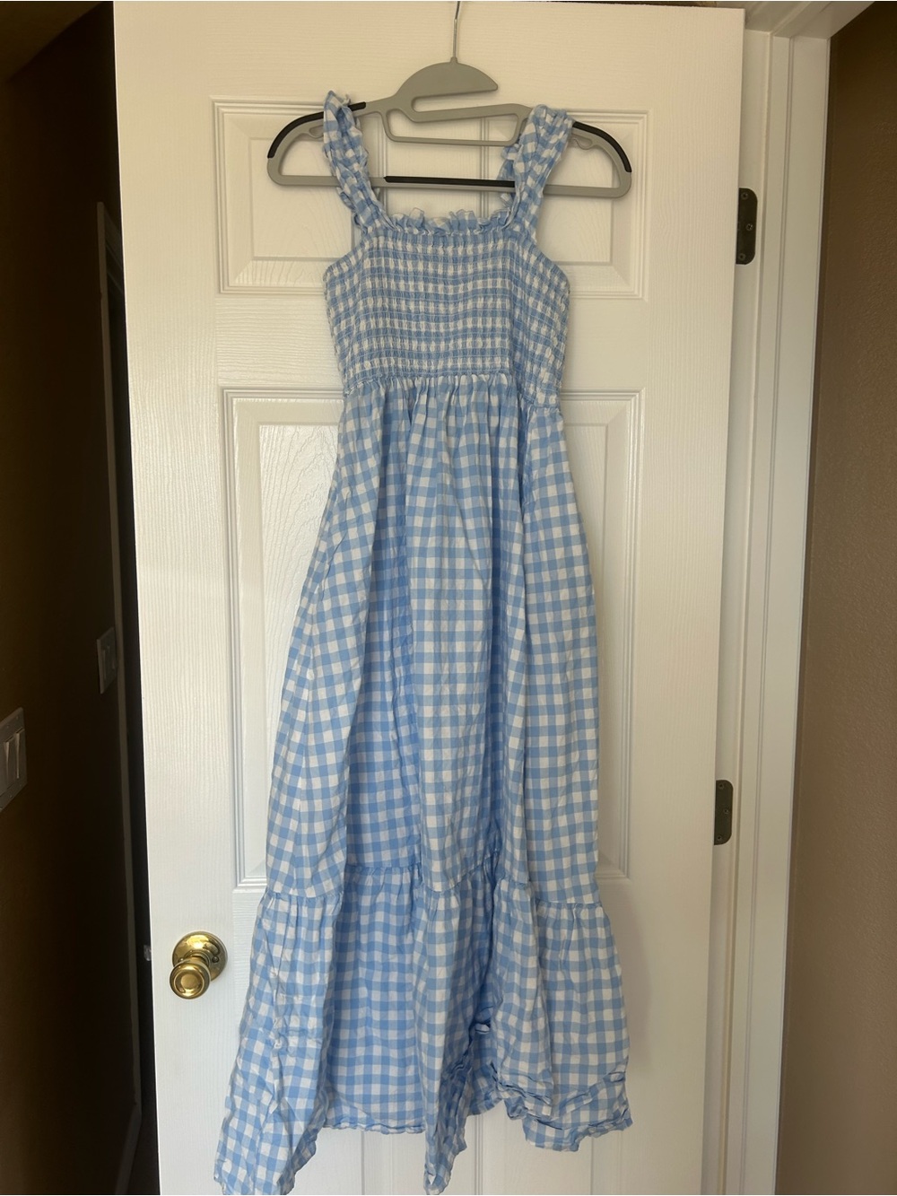 Blue Gingham Smocked Dress
